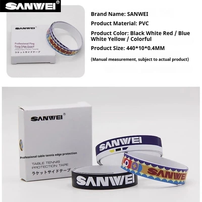 SANWEI Ping Pong Rack Edge Protector Self-adhesive Ping Pong Grid PVC Ping Pong Brace Protection for Side Ribbon Accessories for ping pong