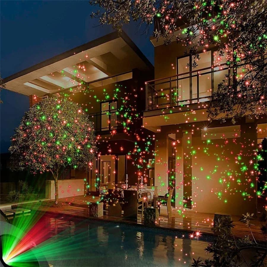 Nuova luce per proiezione natalizia rossa verde per esterni Spettacolo laser natalizio Lampade da giardino per palcoscenico con stella a cielo pieno laser a LED