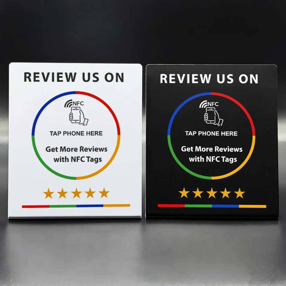 Ntag215 programmable Google Review Card 13.56Mhz NFC station NFC Google Reviews display bending card standing brand bracket