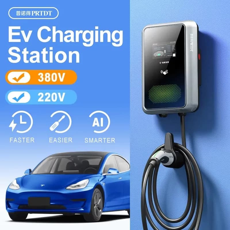 PRTDT OEM ODM Solar Charger for Electric Cars Type 2 Charging Station for Electric Vehicles CA with Display