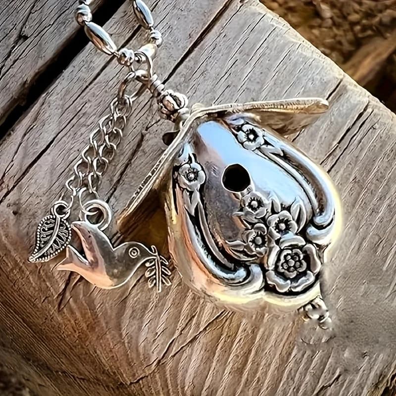 Birdhouse Design Necklace, Magnolia Birdhouse Pendant Necklace Bird Necklace for Women, Men, Bird Lovers and Jewelry