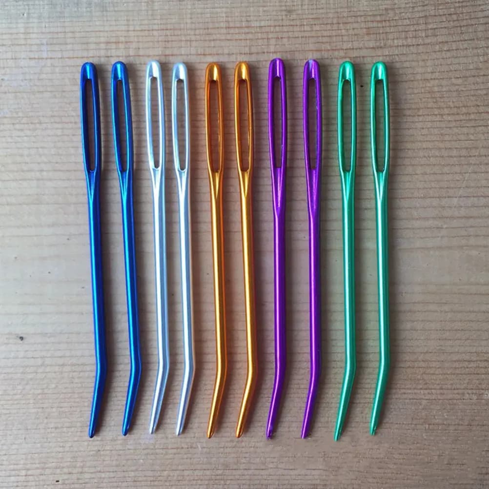 12Pcs Aluminum Darning Needles Smooth Lightweight Knitting Needles Household Sewing Supplies for Sweaters Scarves and Craft