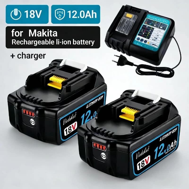 Batteria Ricaricabile agli Ioni di Litio 12.0Ah per Makita 18V, Compatibile con BL1860 BL1850 BL1840 BL1830 LXT, Batteria per Utensili Elettrici