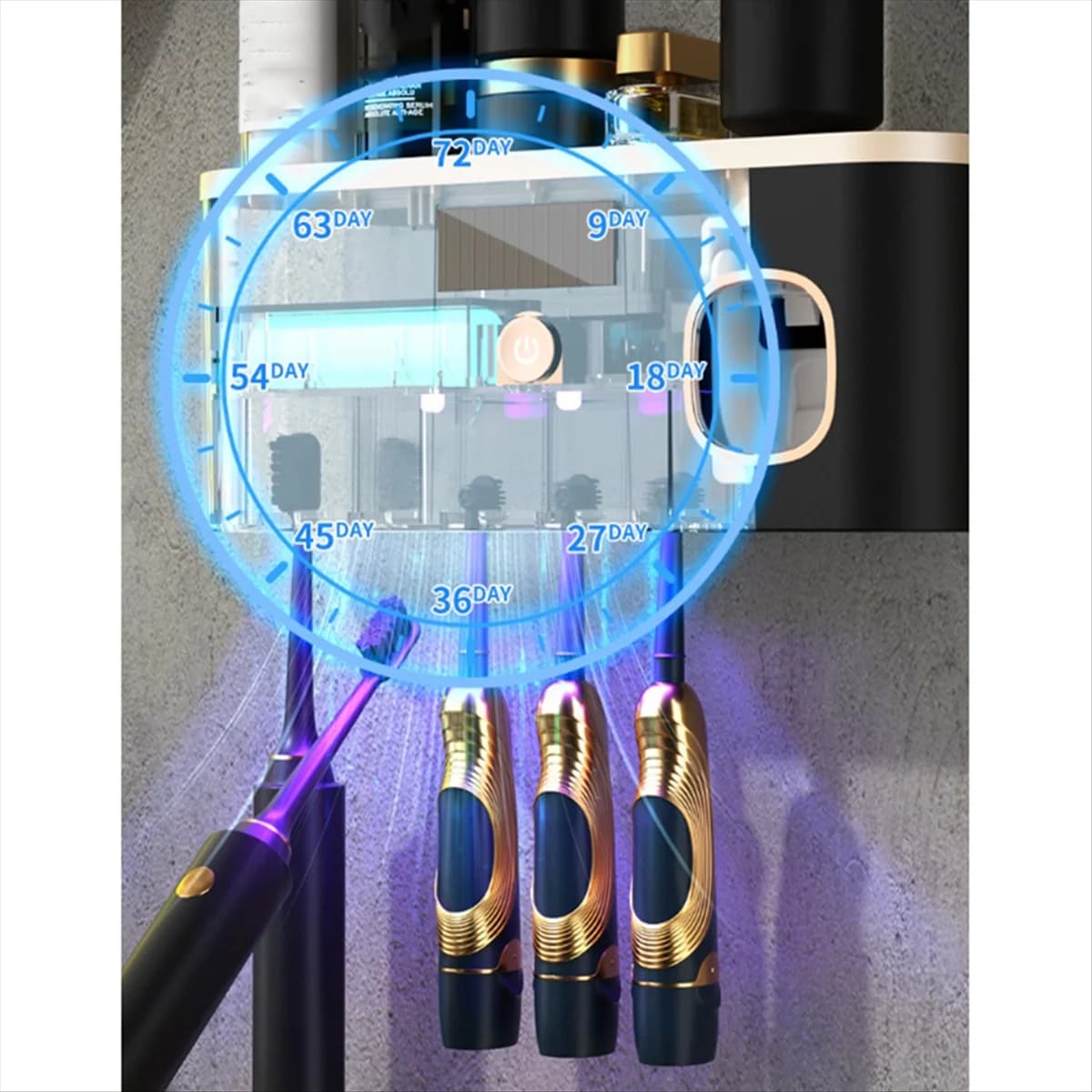 HIWS USB Rechargeable Toothbrush Disinfect Holder Automatic Toothpaste Dispenser Wall Mounted Toothbrush Storage Rack
