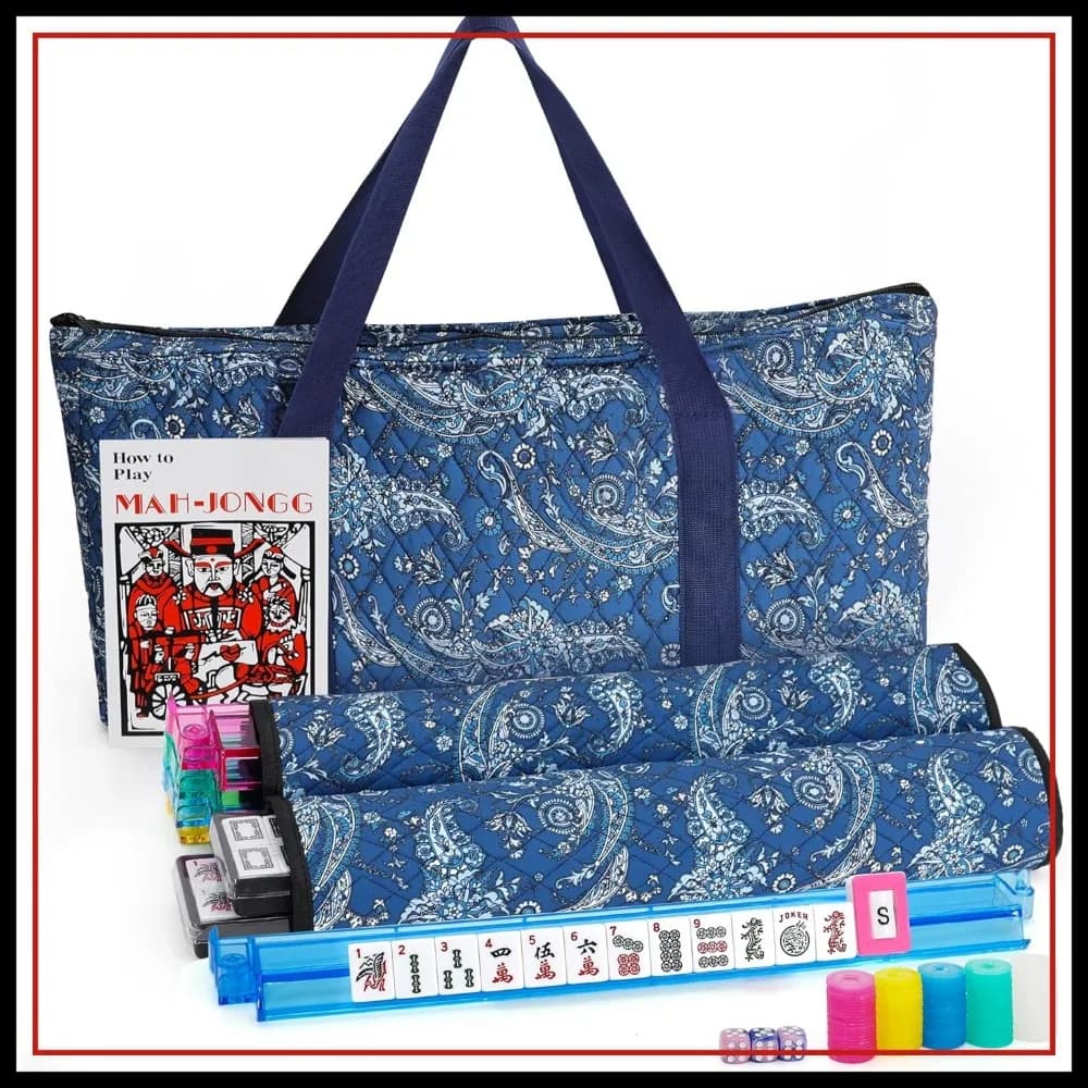 Set Mahjong Americano 166 Tessere con Supporti, Spingitori, Borsa per il Trasporto - Set Completo