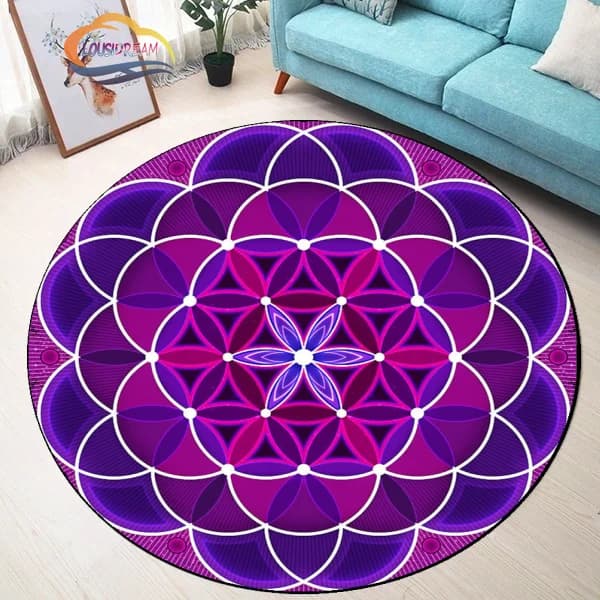 Geometric symbols flower of life round carpet printing mandala mat Yoga pillow living room bedroom study carpet floor chair
