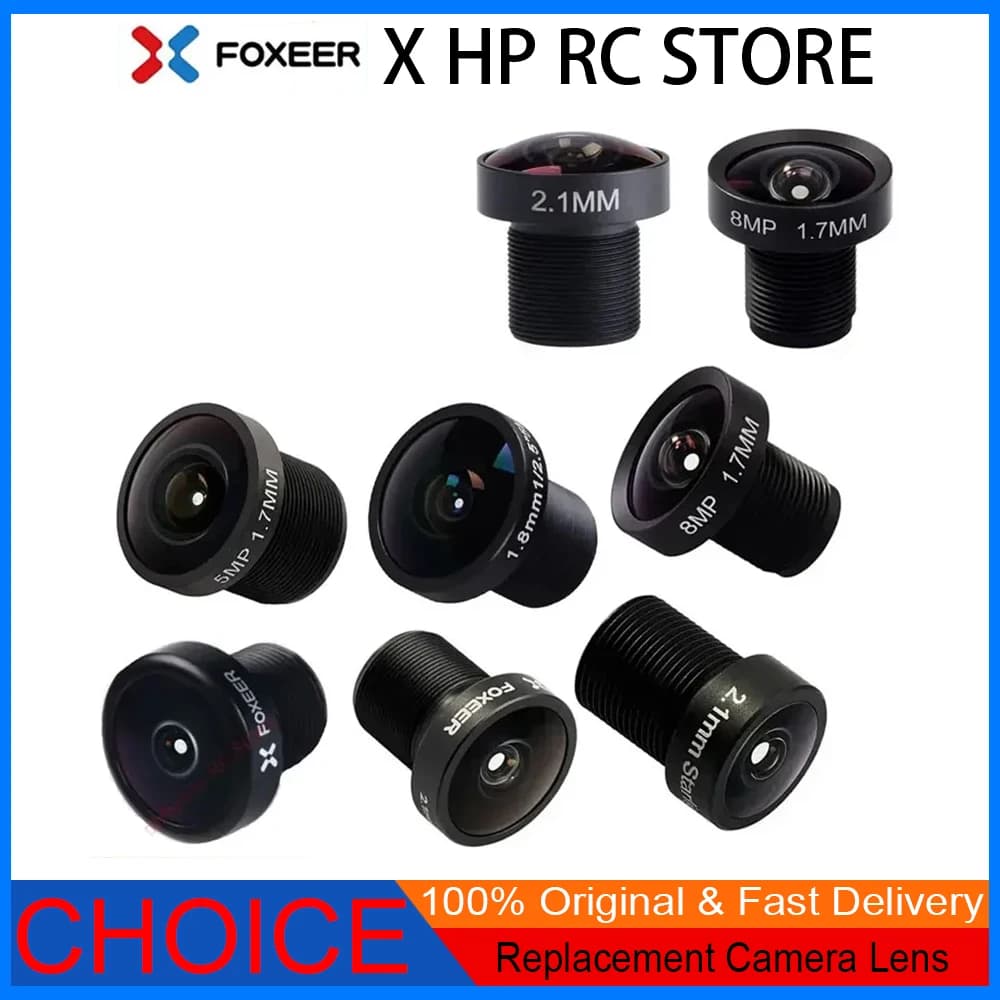 Obiettivo per fotocamera sostitutivo originale Foxeer – grandangolare M8/M12 da 1,7/1,8/2,1/2,5 mm per fotocamere senza denti/predatore/falkor