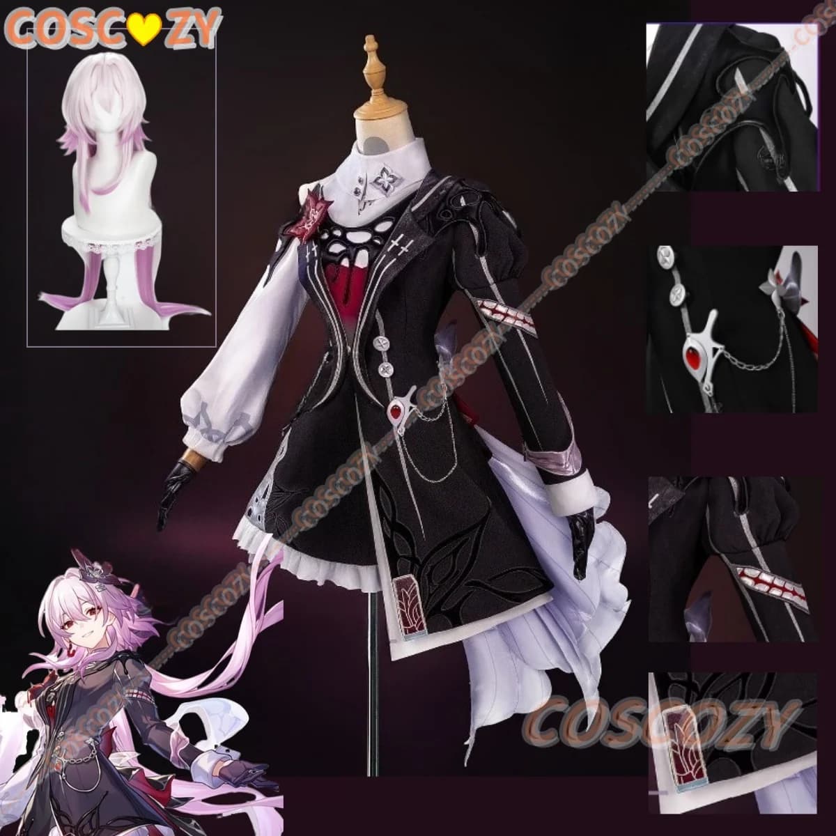 Wig of the cosplay costume of March 7 night Honkai Star Rail Dress Copricapo Mysterious foreign guest Halloween party Women Girls Cos