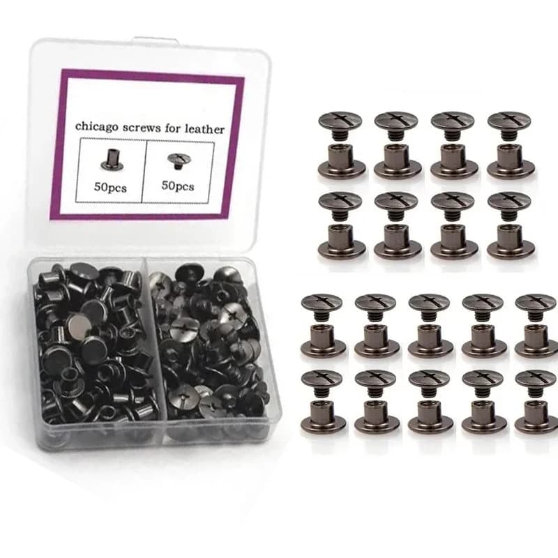 50sets/box Chicago Screw Rivet Post Binding Nail for Leather Bag Belt Strap Photo Scrapbook Album Account Book Wallet Luggage