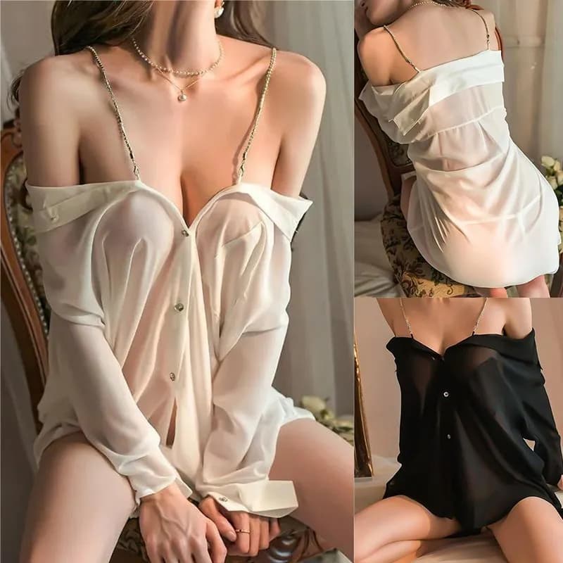T-shirt Camicia bianca sexy Prospettiva grande Segretaria trasparente piccante Abbigliamento donna Camicia a maniche corte da donna Abiti estivi