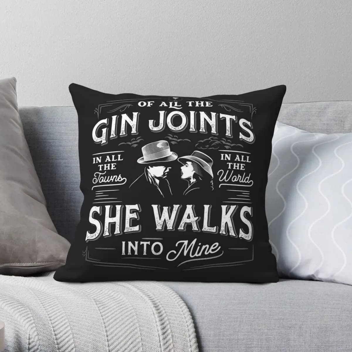 Gin joint Alcohol Square federa poliestere lino velluto Creative Zip Decor fodera per cuscino del divano