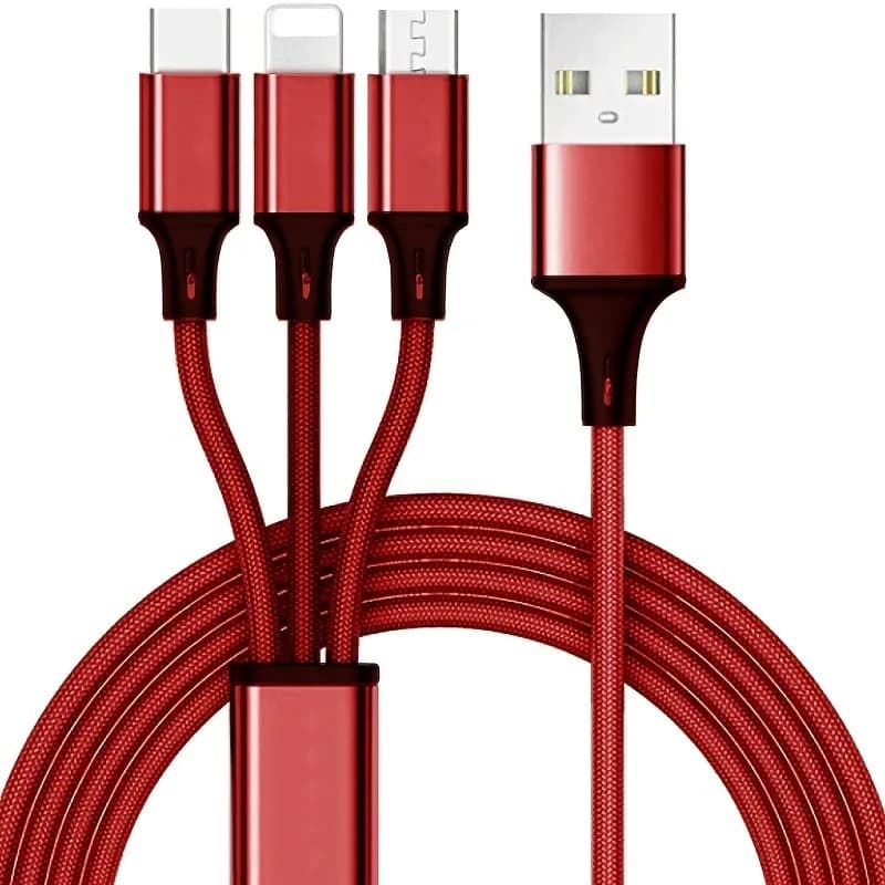 Cavo di ricarica rapida 3 in 1, per dispositivi iOS, Type-C, Micro USB, design in nylon intrecciato anti-groviglio, per iOS 14/13/12/11Pro Max/XS