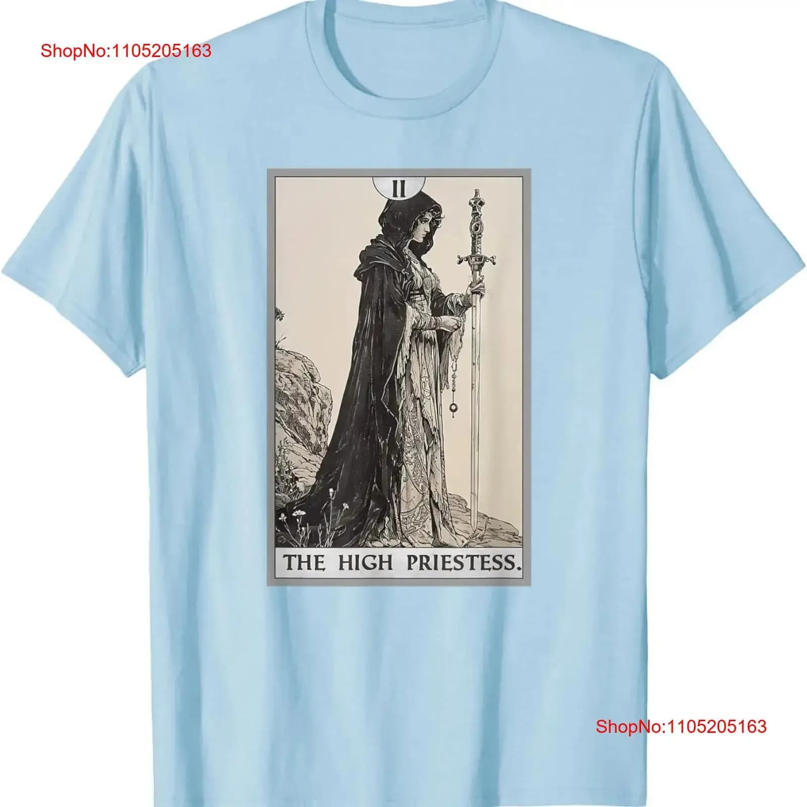 Tarot Cards Card 2 The High Priestess T Shirt vintage Washed homme graphic Unisex Comfortable streetwear Stretched Soft