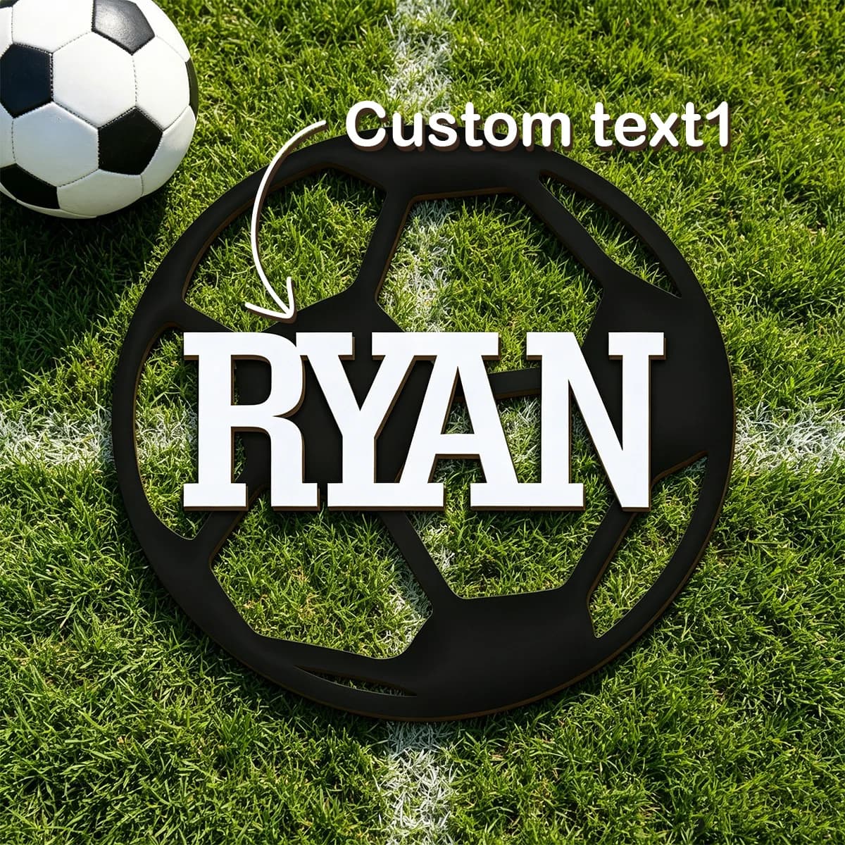 1pc customized hollow name wooden plaque for football, event commemorative gift,bedroom wall decoration, fan collection ornament