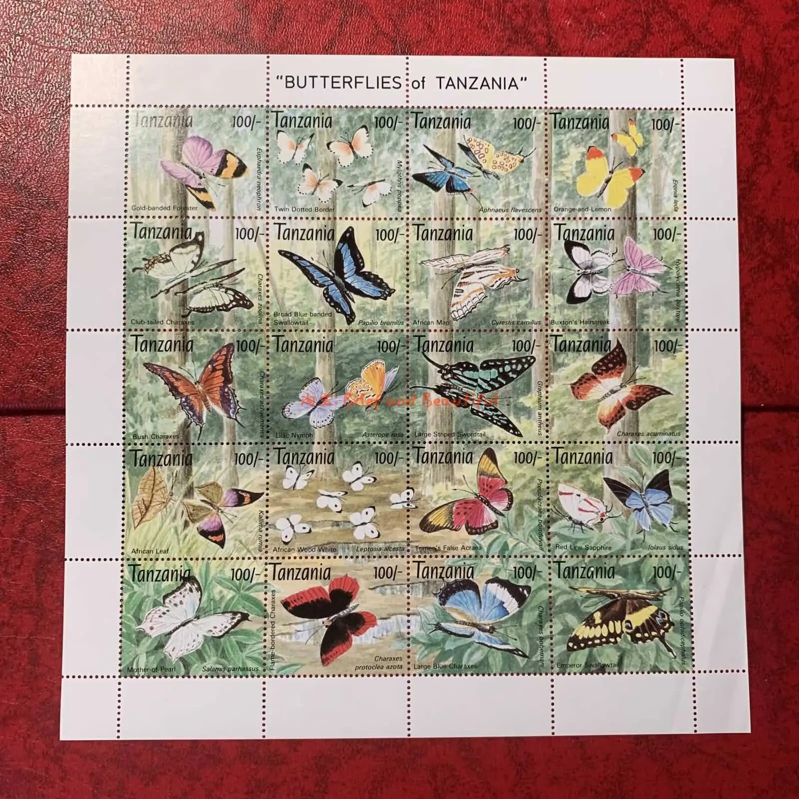 Tanzania Post Stamps Postage Y1993 Insect Various Butterflies 1 Set 20 New Collectible Postage Stamps Material For Scrapbooking