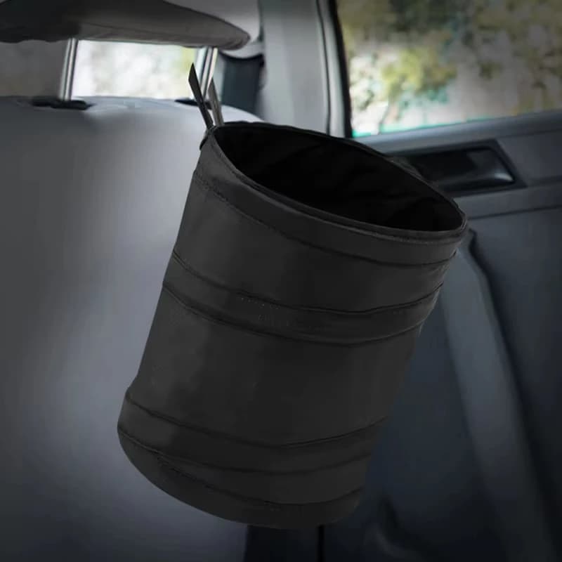 2PCS Collapsible Car Trash Can Waterproof Oxford Fabric Foldable Garbage Bin with Hanging Strap for Car Travel Camping Home Use