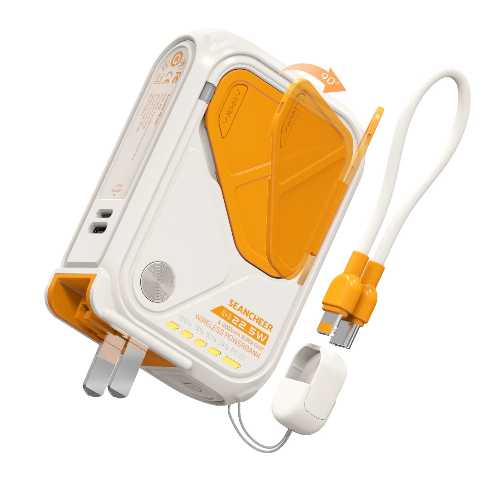 Adsorbimento magnetico magnetico multifunzionale 6 in 1 per la ricarica wireless, supporto per telefono da 10000 mAh Ricarica rapida da 22,5 W