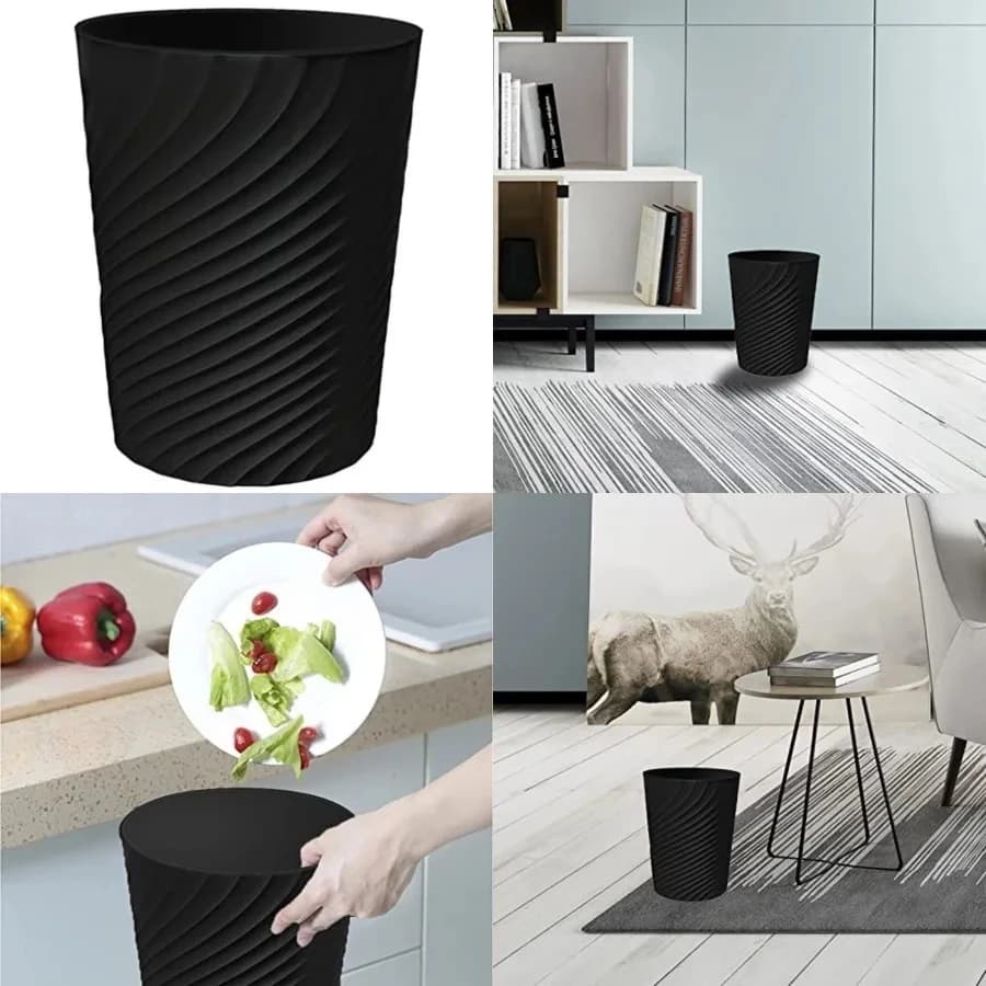 Cestino per Rifiuti da 1,8 Galloni, Bidone per Riciclaggio dal Profilo Sottile per Spazi Compatti, Bagno, Ufficio, Camera da Letto, Cucina (1,8 Galloni, Nero)