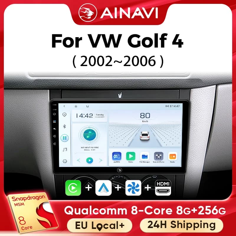 Lettore multimediale per auto Ainavi per Volkswagen VW Golf 4 IV Jetta MK4 Classics Wireless Carplay Android Auto 4G Wifi 2din
