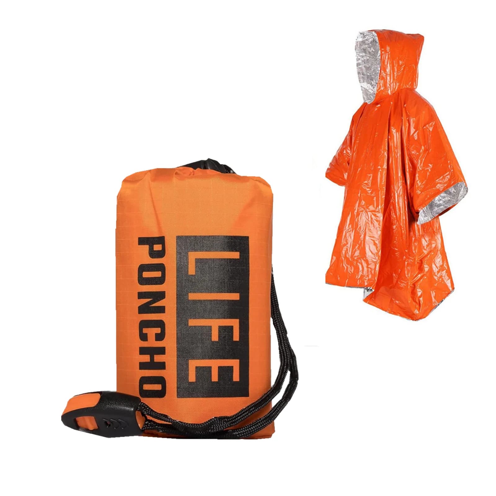 LIFE Emergency Survival Poncho Thermal Space Blanket Heat Reflective Waterproof Raincoat for Camping And Hiking