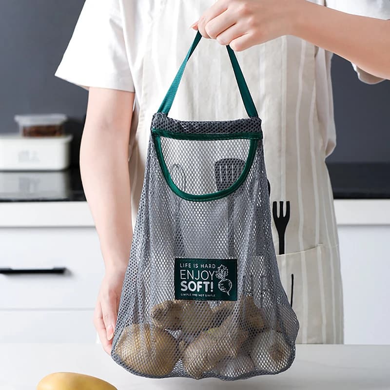 Borsa per riporre verdure da cucina riutilizzabile, pratica e salvaspazio, per aglio, cipolle e patate
