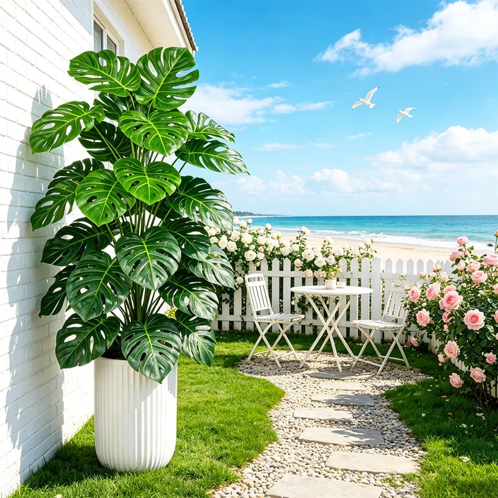 Albero di Monstera Artificiale Grande 70-100cm, Piante di Palma Finte, Foglie Grandi in Plastica, Pianta Tropicale Maranta per Decorazione Casa e Giardino