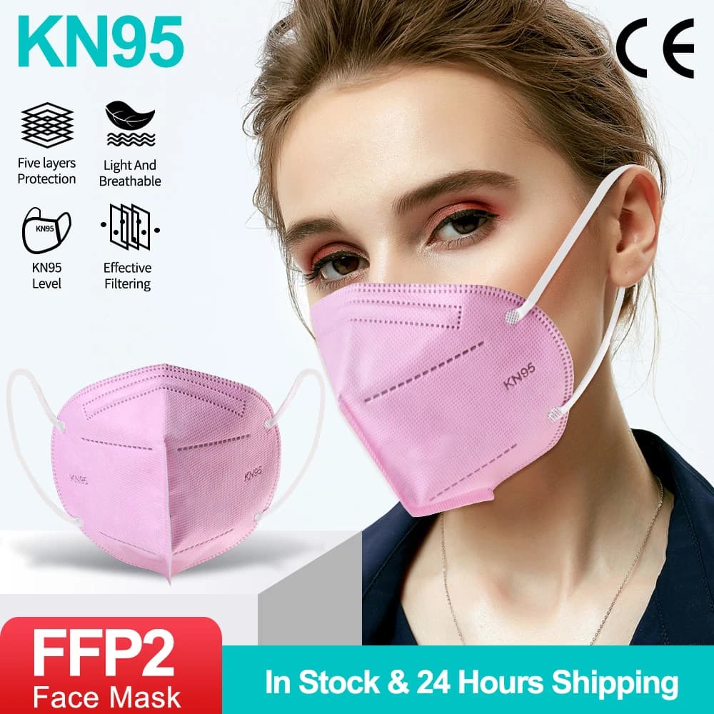 10-100 Pz Maschere FFP2 kn95 Mascarillas KN95 Maschera per il viso Filtro 5 Strati Mascarillas Quirurgicas Homologadas Riutilizzabile Maschera FFP2