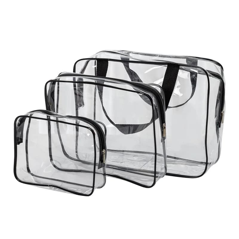 Set da 3 pezzi borse da toilette in PVC trasparente borsa da bagno impermeabile borsa da viaggio per trucco borsa per cosmetici borsa per cosmetici