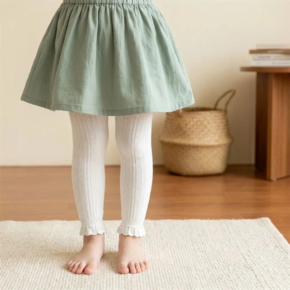 Fashion Soft Legging Tight-fitting Cotton Toddler Pantyhose Lotus Edge Warm Newborn Long Pants Socks Girls 1-6 Years Old