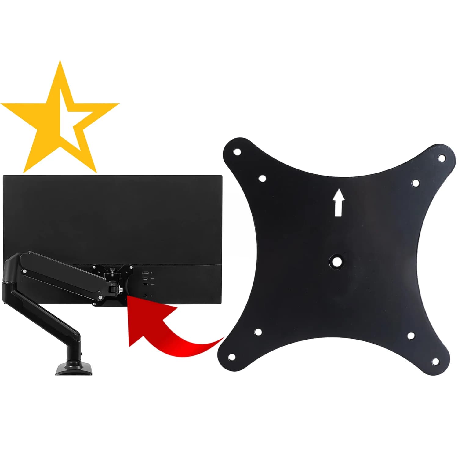 VESA Wall Mount Adapter for HP 27s Monitor Bracket Mounts to 75*75 & 100*100 Stand / Arms / Desk Mount -Metal Material