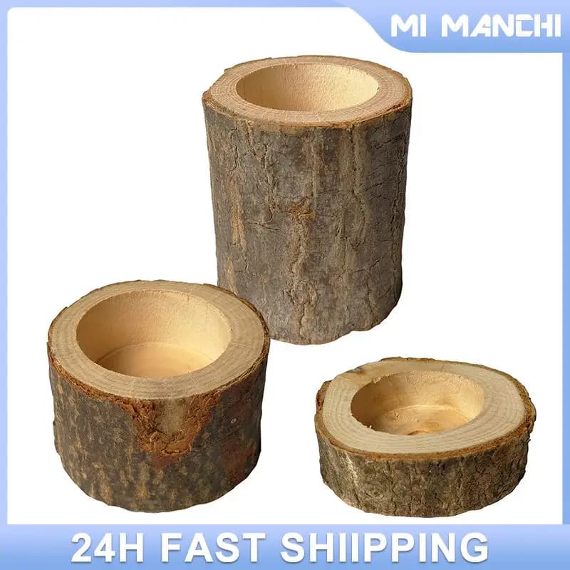 2024 Nuovo artigianato in legno Candeliere Piccolo vaso da fiori Hollow Palo di legno Design Fioriera per piante grasse Decorazione della casa Vaso per piante