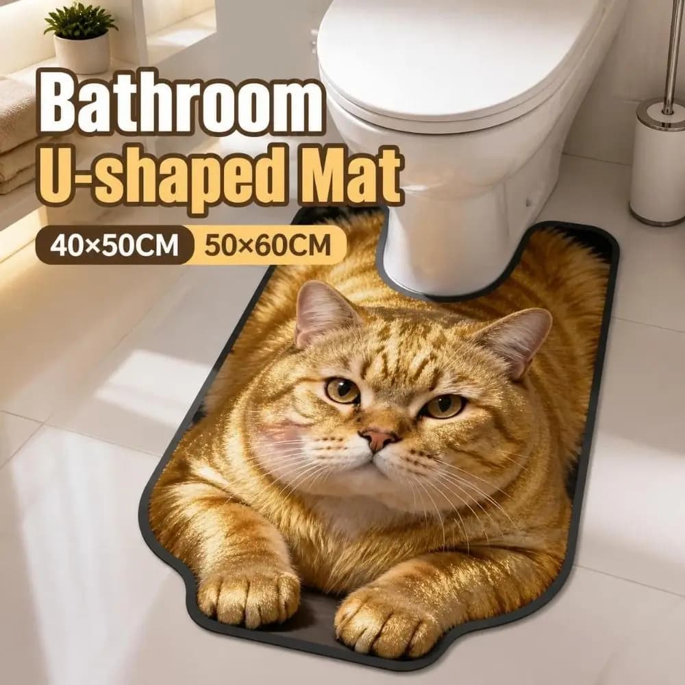 Novelty Absorbent Bathroom U-shaped Mat Non-slip Quick-dry Toilet Floor Rug 40×50CM 50×60CM Washable Bath Mat Household