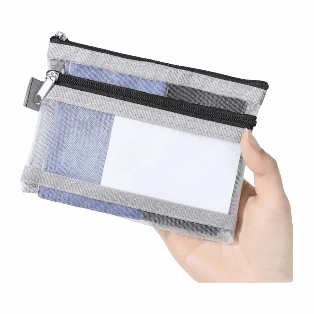 Mesh Passport Holder Clear Zipper Closure Travel Storage Bag Anti-theft Spring Lock Portable Card Holder Cards Storage