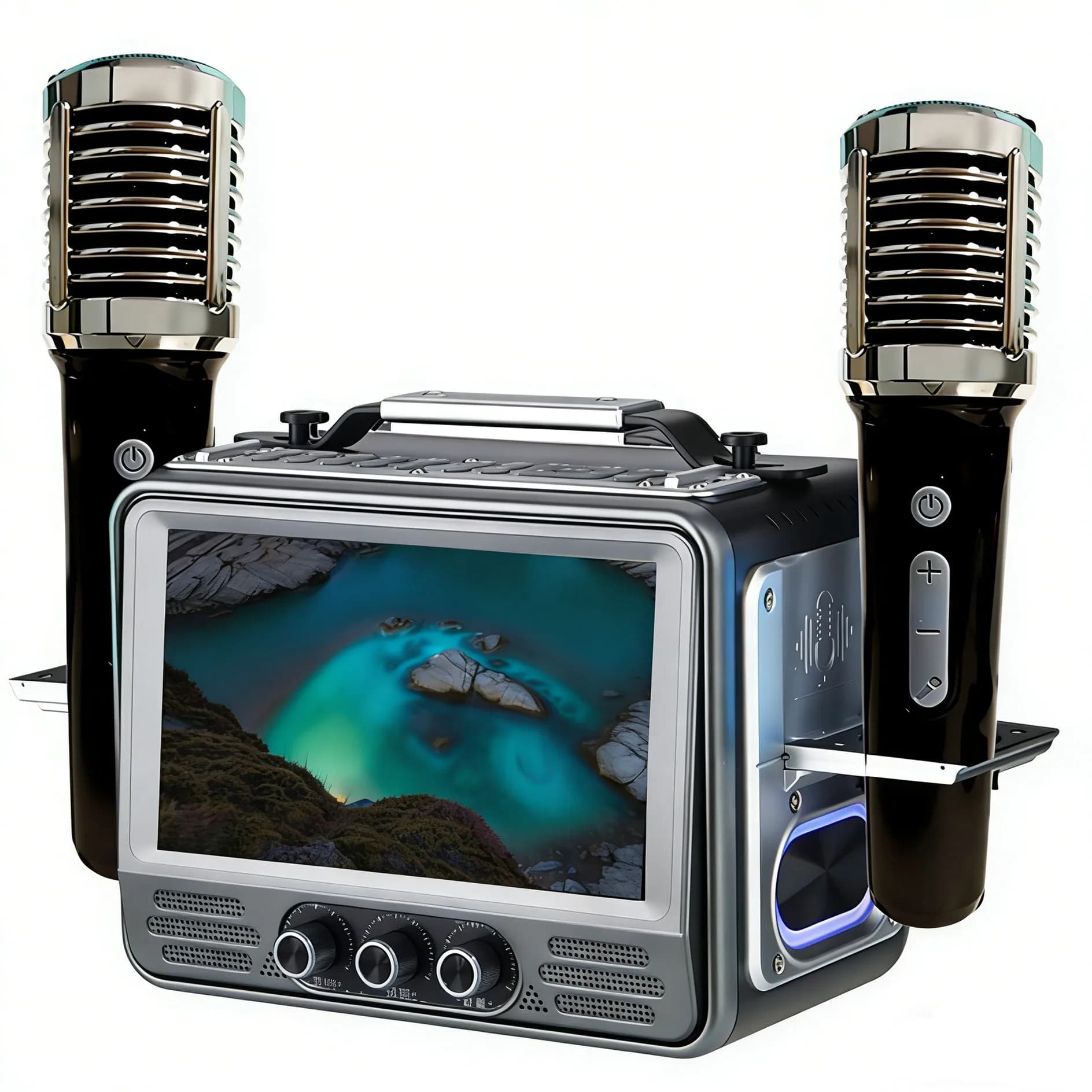 Lettore Video Portatile con Schermo HD da 7 Pollici, Scheda TF, USB, WiFi, TV, Radio, Altoparlante Bluetooth per Esterni e Karaoke