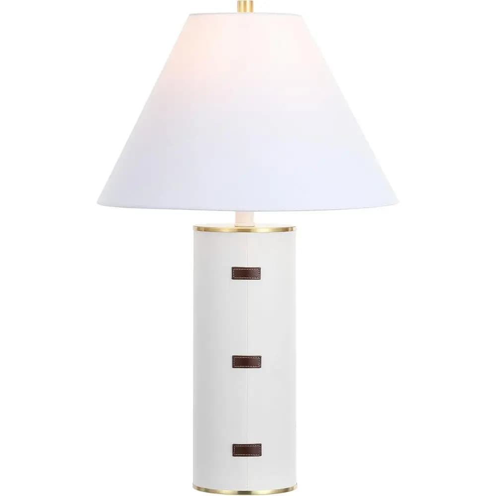 27-inch LED Table Lamp - White/Brown/Brass Gold for Bedroom, Living Room, Home Office, Desk, Nightstand
