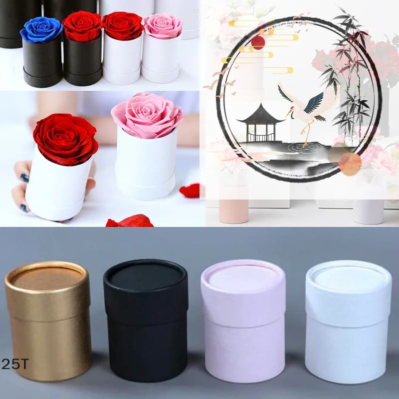 Flower Bucket Round Hug Bucket Gift Box Bouquet Packaging Cylindrical Flower Box DIY Wedding Valentines Day Gift 6.5*7.5CM