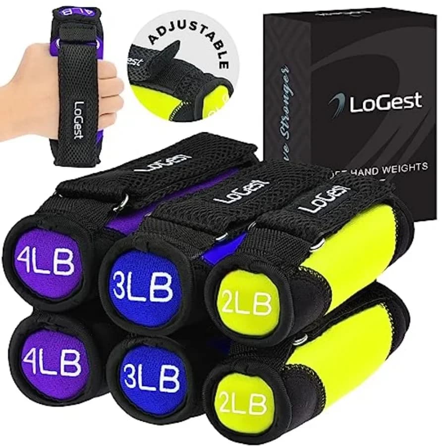 Pesi da Mano Regolabili in Neoprene 3LB 4LB Rosso Giallo Blu Viola con Cinghie in Velcro per Allenamento con Pesi, Camminata, Jogging, Aerobica, Yoga