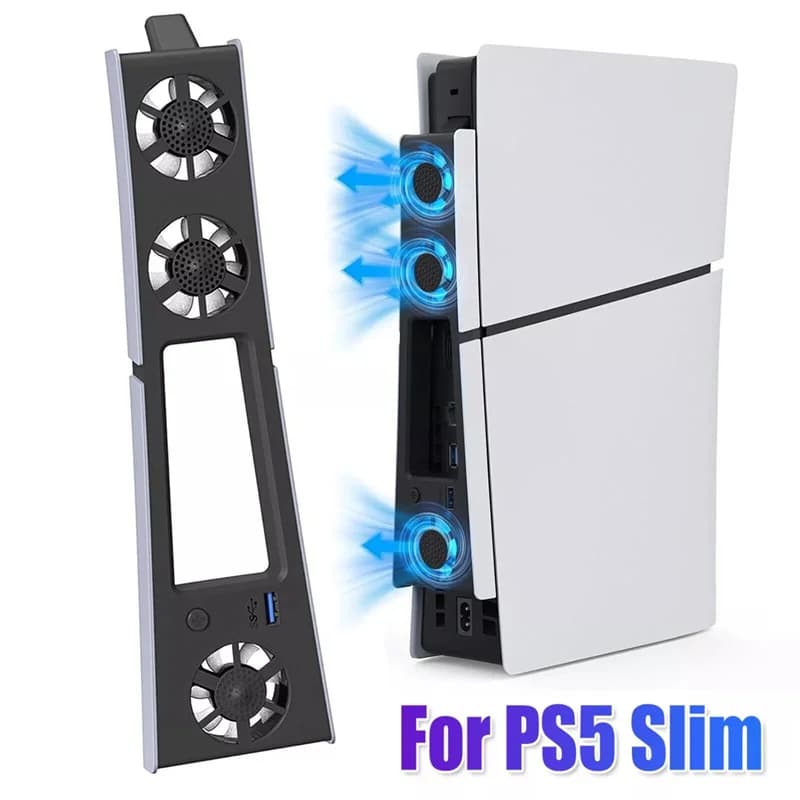 Ventola di raffreddamento silenziosa migliorata con luci a LED per console PS5 Slim Sistema efficiente per dischi digitali 5 accessori Slim