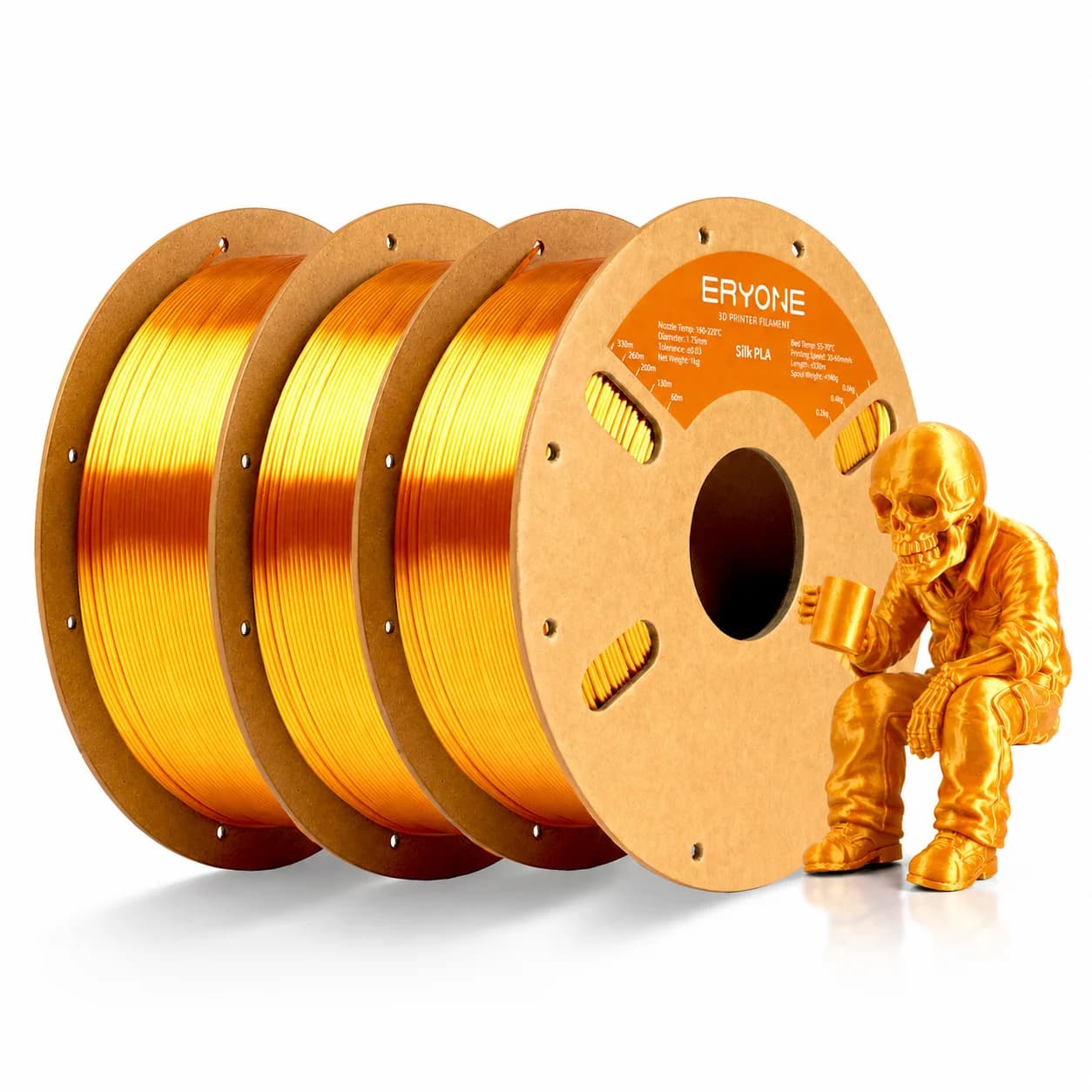 ERYONE 3KG Silk PLA Filament 1,75mm Without Biodegradable Empty Bubble Shipping Fast Extend Storage 1KG (2,2LBS)/bobin