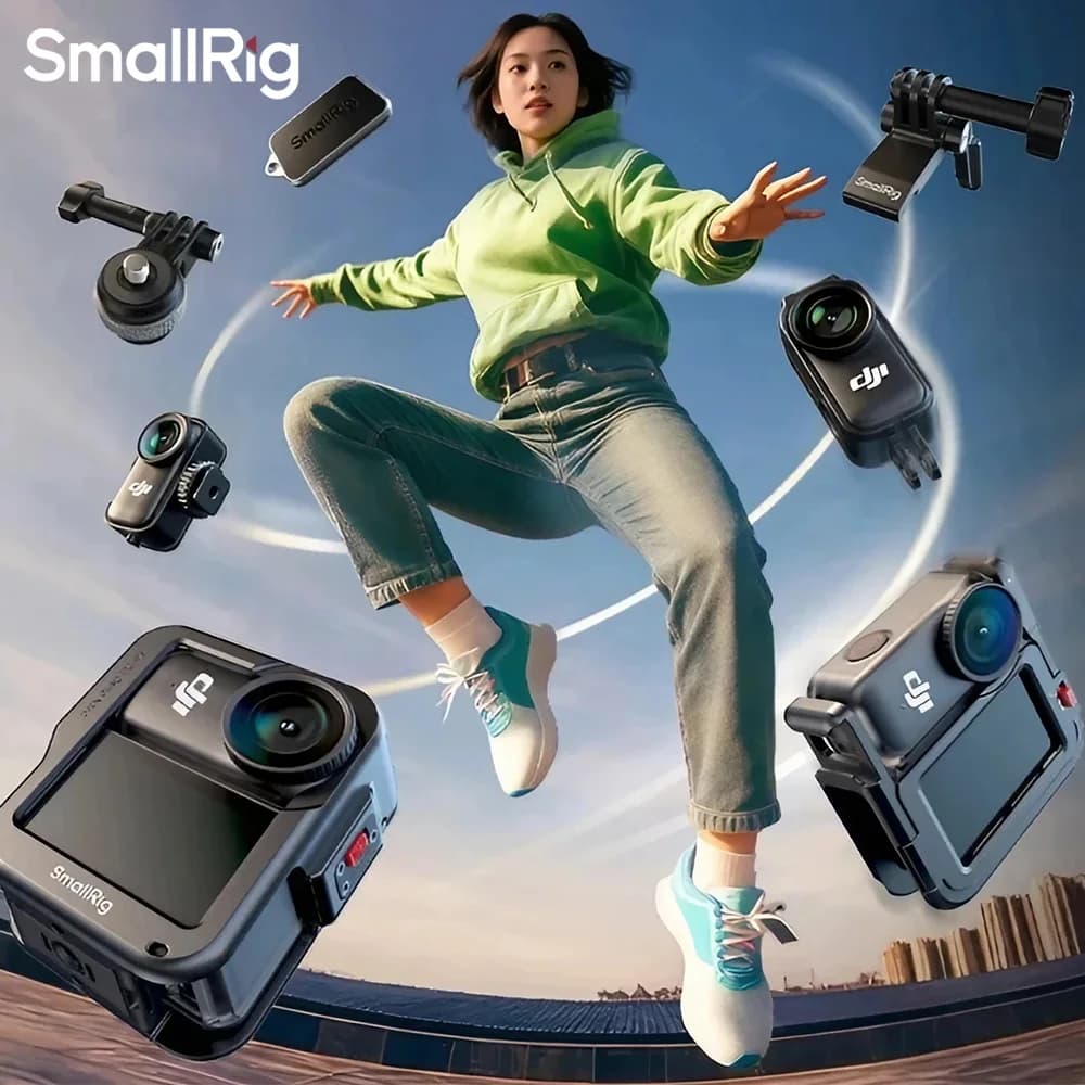 SmallRig Action Camera Kit for DJI Osmo Nano,Arca-Swiss Attachable Mount/Cage add Cold Shoe Mount/Selfie Stick Adapter/Neck Strp