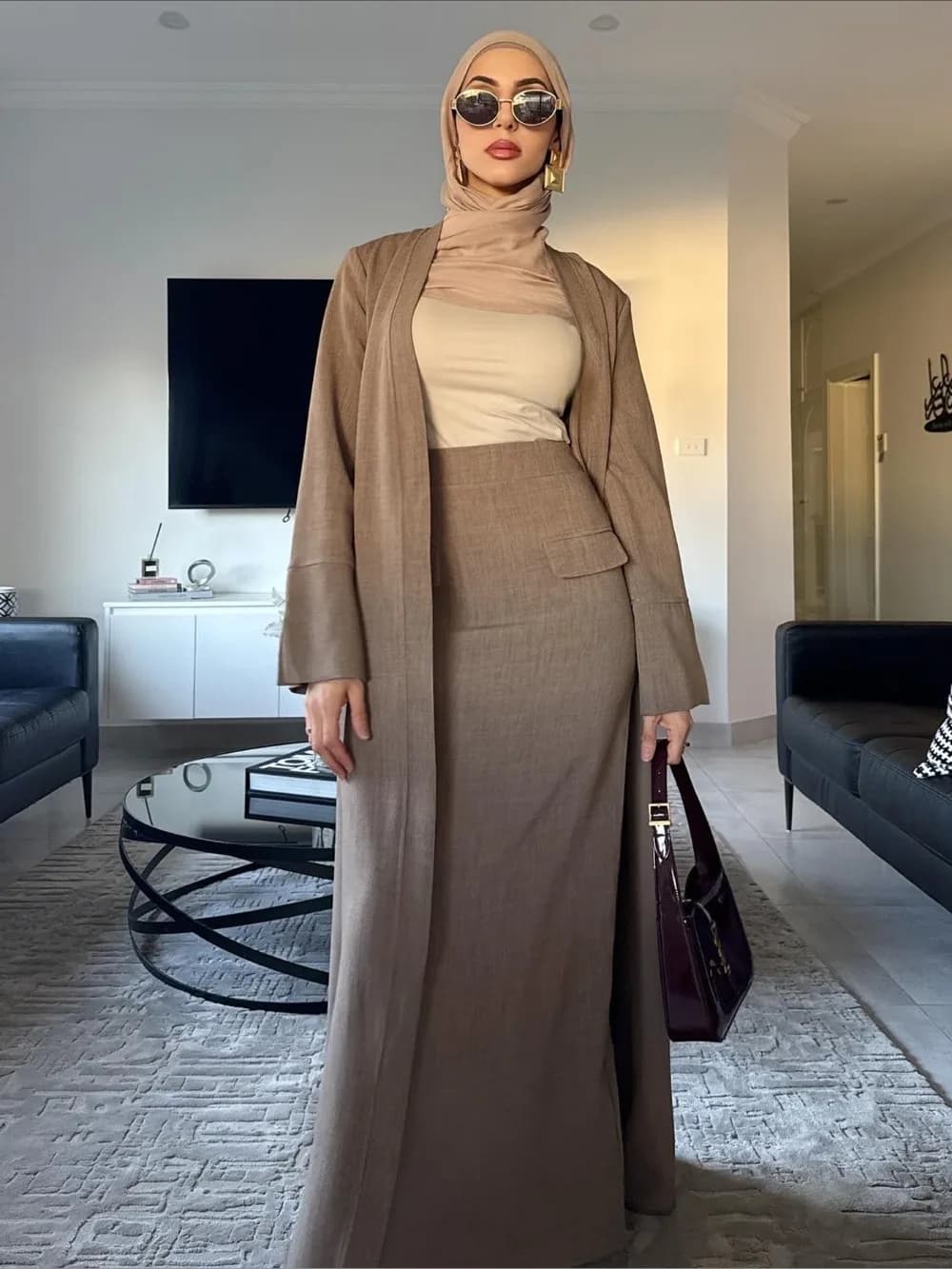 Eid Women Abaya Skirt 2 Piece Set Solid Cardigan Long Robe Musulman Ensembles Muslim Ramadan Islam Arab Long Robe Dubai Kaftan