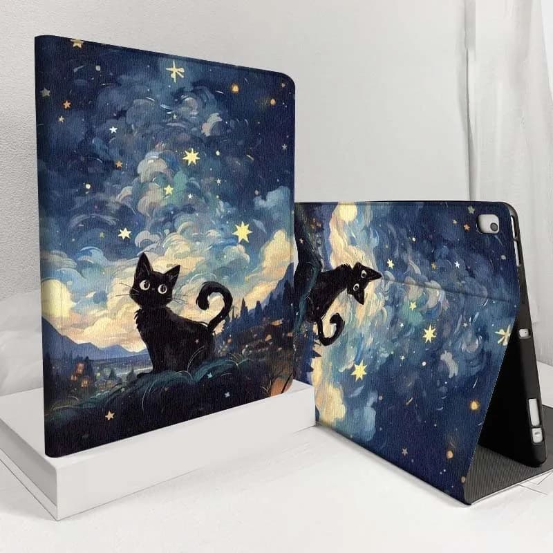 Cartoon Van Gogh Cat For Samsung Galaxy Tab S11 S10 S9 S8 S7 S6 A11 A9 A8 A7 10.5 10.4 Lite FE Plus Inch Tablet Case