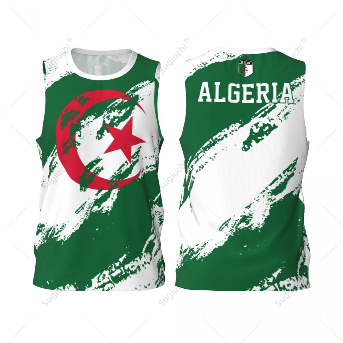Men Basketball Sports Algeria Flag Color Running Fitness Multifunction Jersey Sleeveless shirt Custom Name Nunber Exclusive