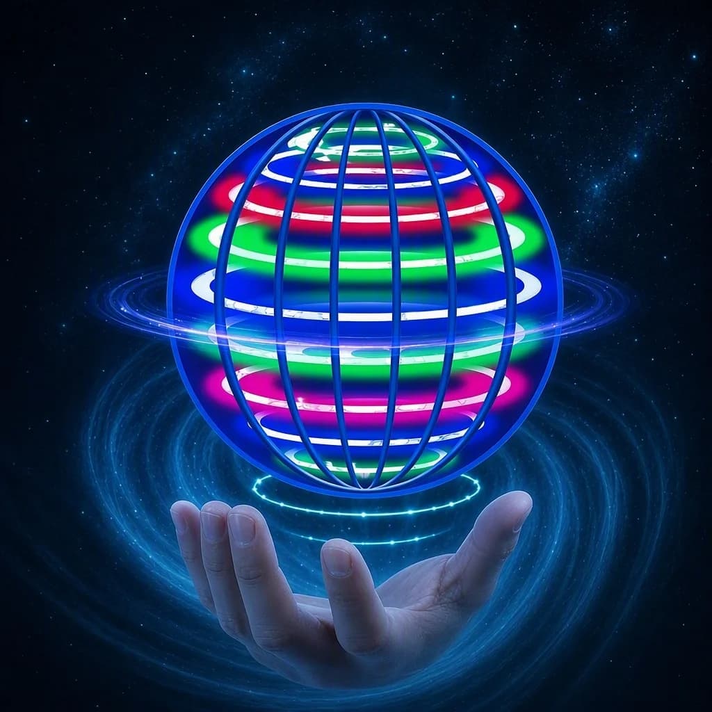 Flying Ball Children's Hand Controlled Color LED Cosmic Globe 360 ° Rotating Suspension Ball Suitable for Indoor and Outdoor Toy