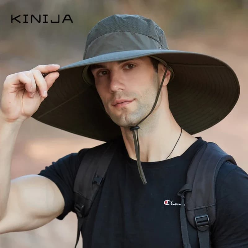 Cappello da sole da uomo a tesa larga 15 cm Cappello da pescatore con protezione UV ad asciugatura rapida Cappello da pesca estivo Nuovo berretto da pescatore impermeabile per esterni