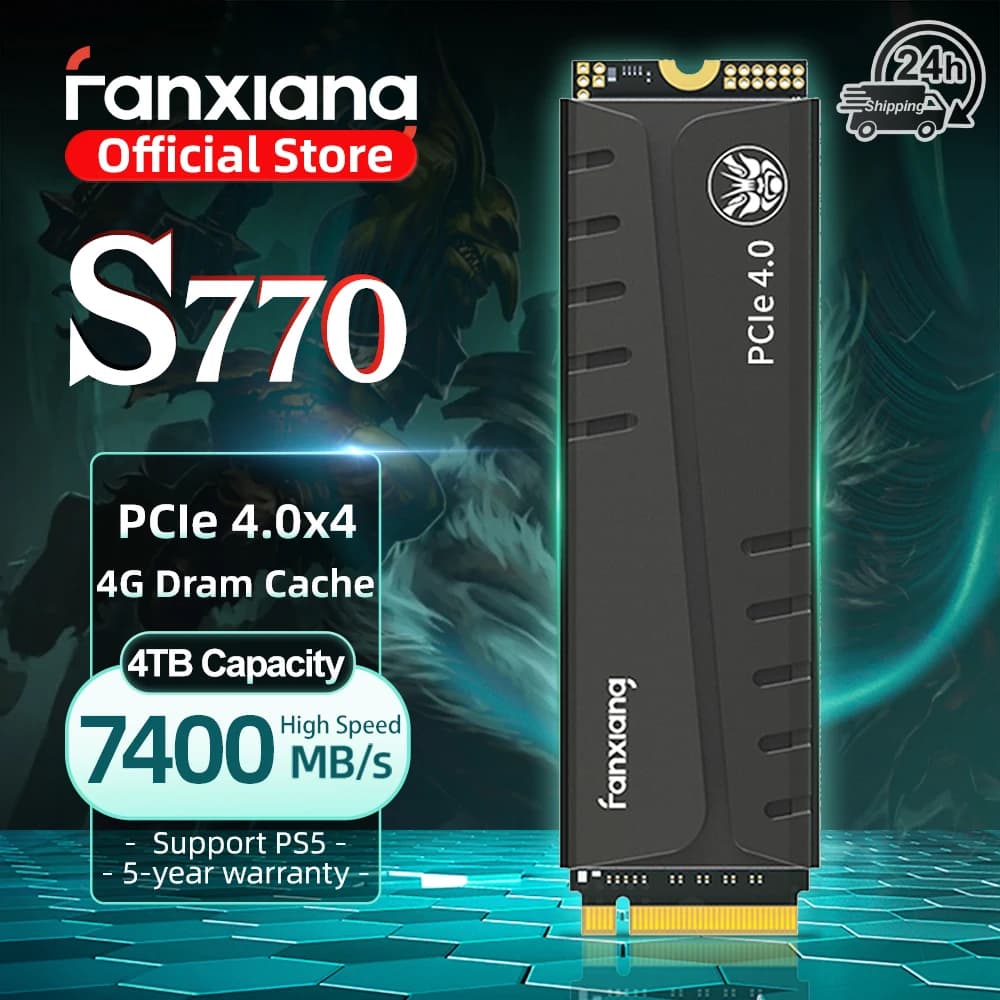 Fanxiang S770 M.2 SSD 500GB 1TB 2TB 4TB fino a 7400MB/s M.2 NVMe PCIe4.0 1G DRAM Cache Unità a Stato Solido Interna per PS5 Desktop