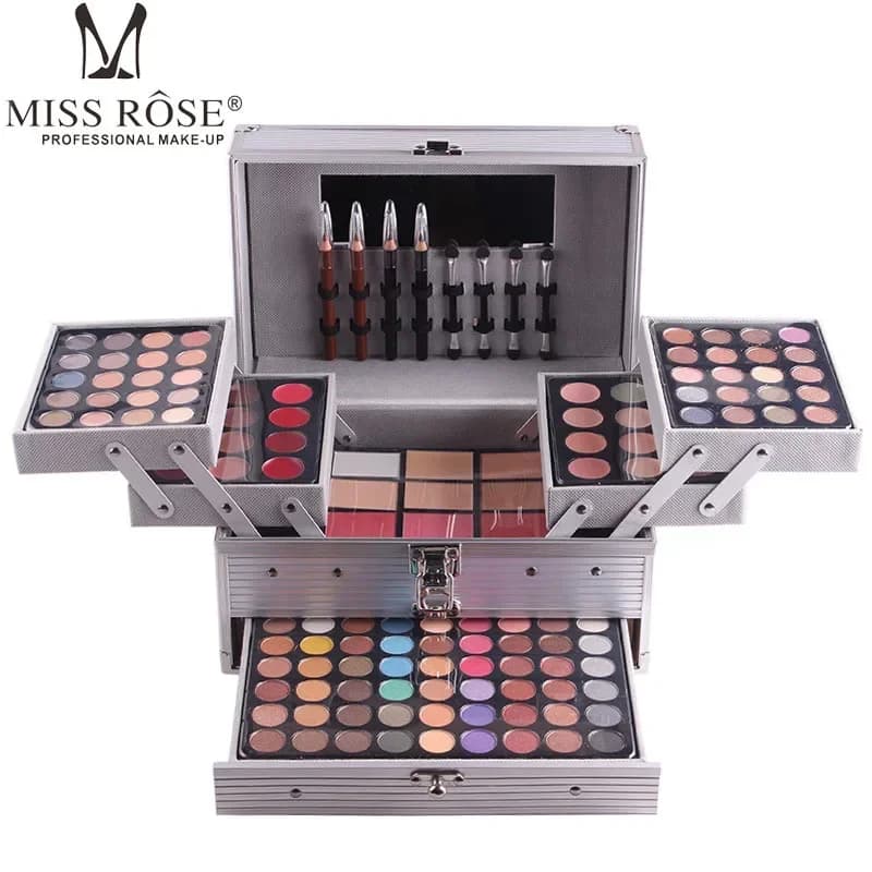 Miss Rose Custodia per trucco Set regalo Kit-Donne Combinazione di colori definitiva-Cosmetici per le vacanze Ombretto Lucidalabbra Blush Combo Palette