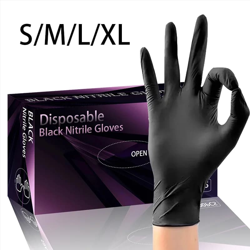 20/50/100PCS Guanti in nitrile nero Guanti in nitrile durevoli impermeabili Bellezza Tattoo Parrucchiere Cucina Pittura Manicure