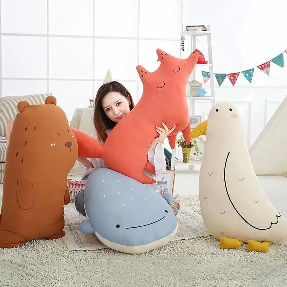 Home Decoration Stuffed Soft Pillow Animal Bear Stuffed Animals Whale Seabird Pillow