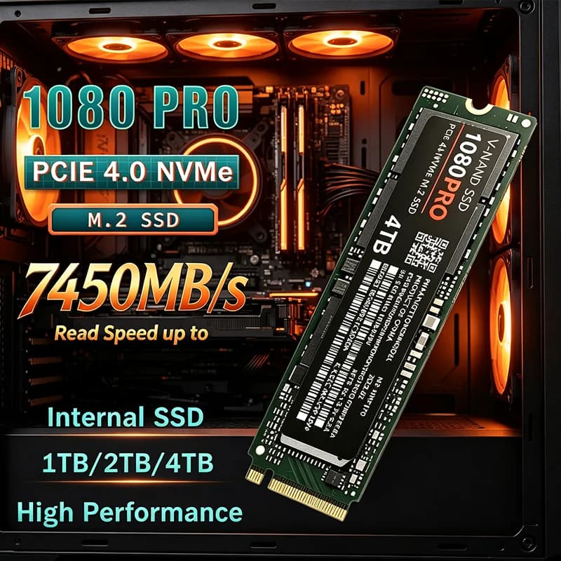 Up to 7450MB/s High Speed 2026 NEW M.2 NGFF PCIe 4.0 Internal SSD 1080PRO Solid State Drive for Laptop & Desktop PC Original